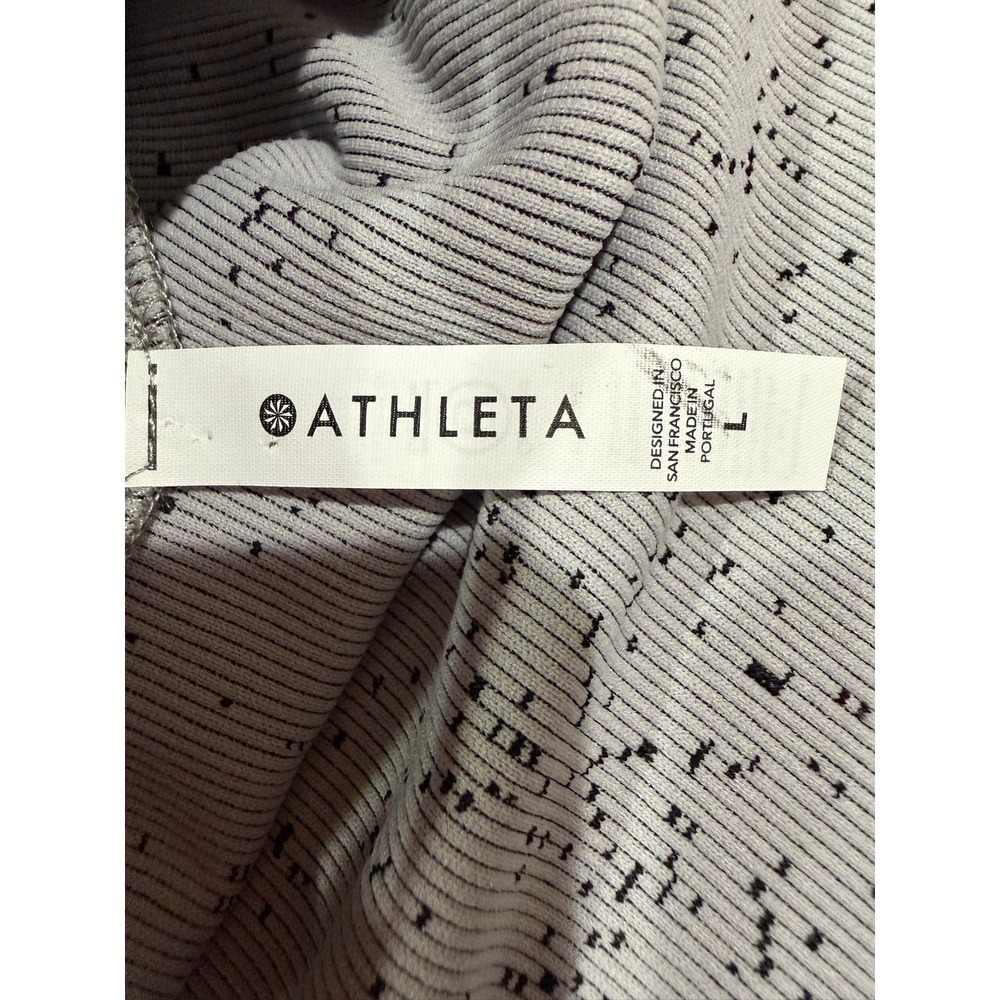 Athleta Momentum Ombre Speckle Turtleneck Gray Black Seamless Thumbhole Top L - Picture 4 of 8